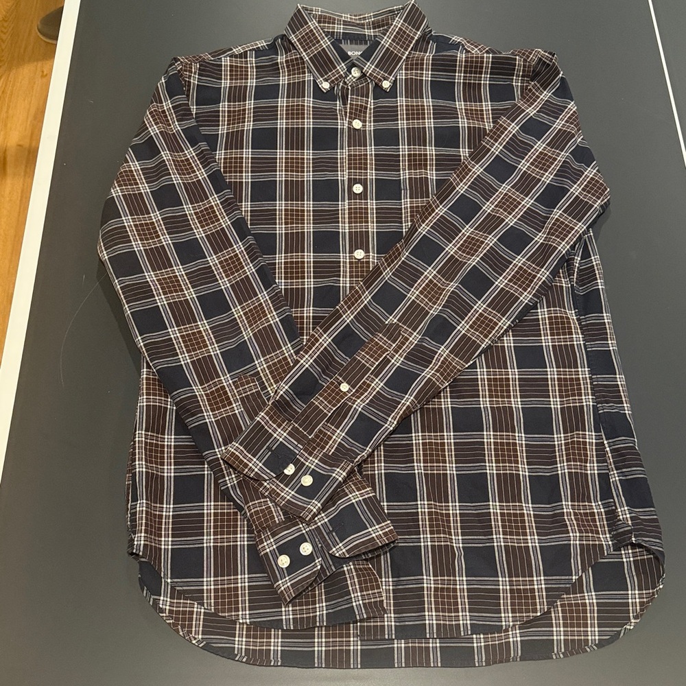 Bonobos Brown Plaid Slim Fit Shirt